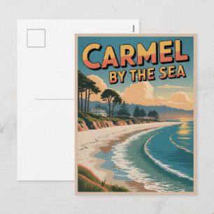 Postal Festiva Carmel junto al mar playa California costa pacífic