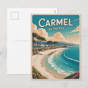 Postal Festiva Carmel junto al mar playa california costa pacífic
