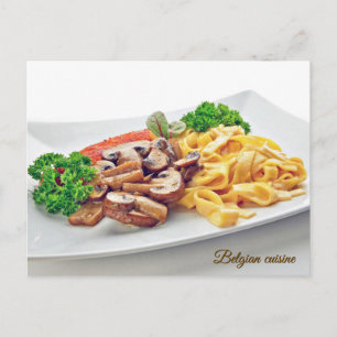 Postal Festiva Carne frita y champiñones - cocina belga