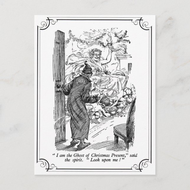 Postal Festiva Carol Navidades: El fantasma del presente navideño (Anverso)