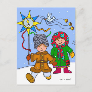 Postal Festiva Caroleros de Navidades de Ucrania