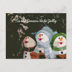 Postal Festiva Caroling Navidades Snowmen