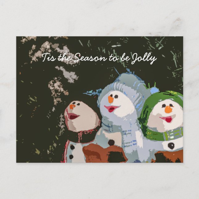 Postal Festiva Caroling Navidades Snowmen (Anverso)