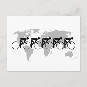 Postal Festiva Carrera De Bicicletas No 3 Black On White