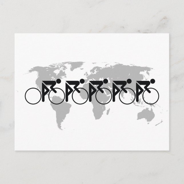 Postal Festiva Carrera De Bicicletas No 3 Black On White (Anverso)