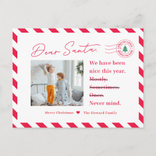 Postal Festiva Carta A Los Navidades De Santa Kids Foto Postcard