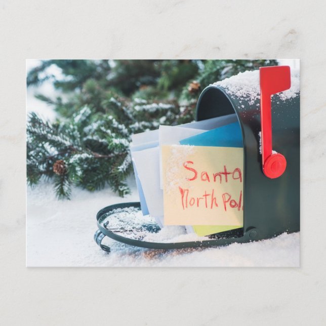 Postal Festiva Carta a Santa Claus en el buzón (Anverso)