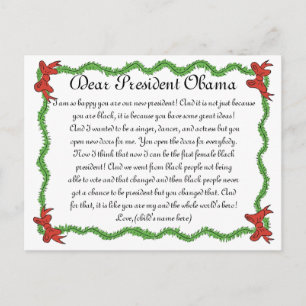 Postal Festiva Carta de niños afroamericanos al presidente Obama