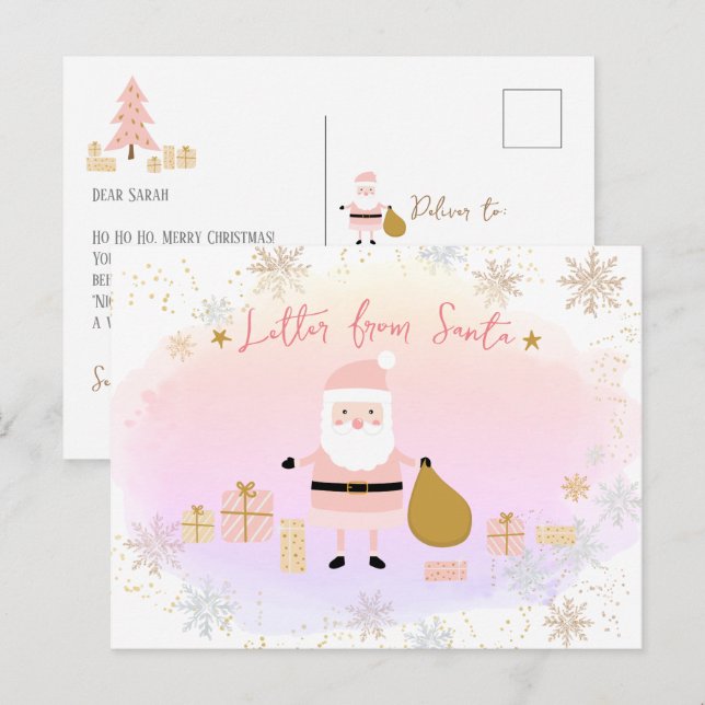 Postal Festiva Carta de Santa Claus (Anverso / Reverso)