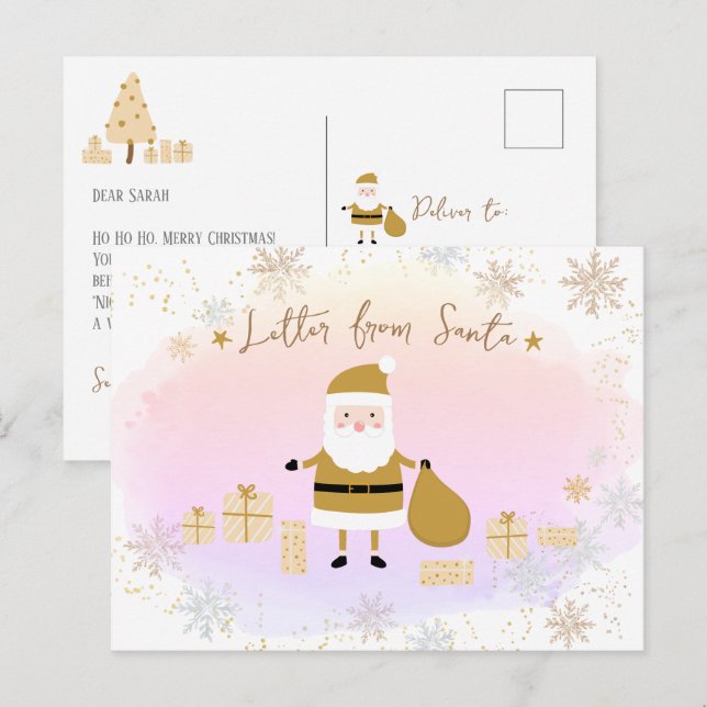 Postal Festiva Carta de Santa Claus (Anverso / Reverso)