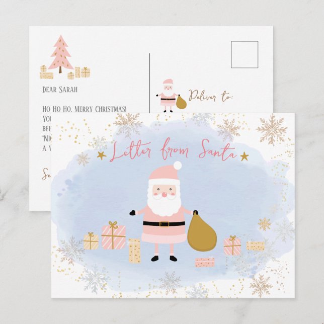 Postal Festiva Carta de Santa Claus (Anverso / Reverso)