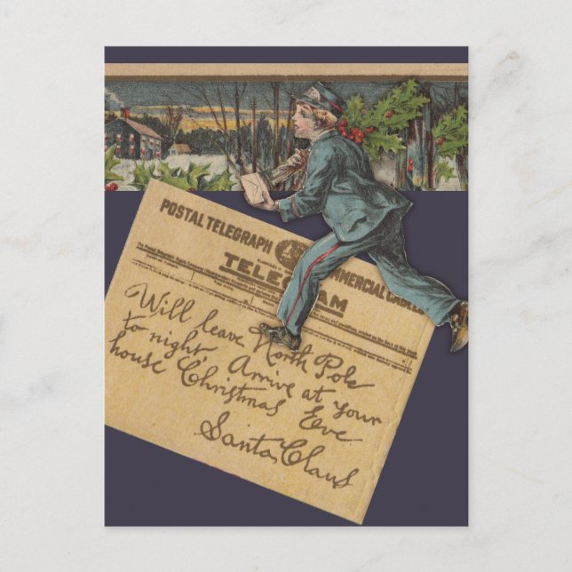 Postal Festiva Carta de Santa Navidades de época (Anverso)