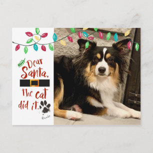 Postal Festiva Carta divertida de perro a Santa Foto Nombre del p