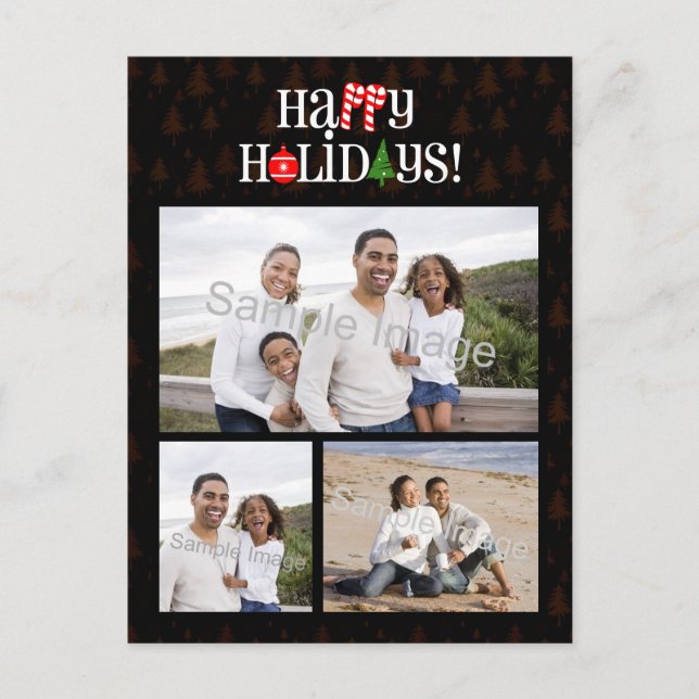 Postal Festiva Carta feliz de vacaciones Iconos (Anverso)