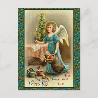 Postal Festiva Cartas ángeles de Navidades sagrados y felices, Pe