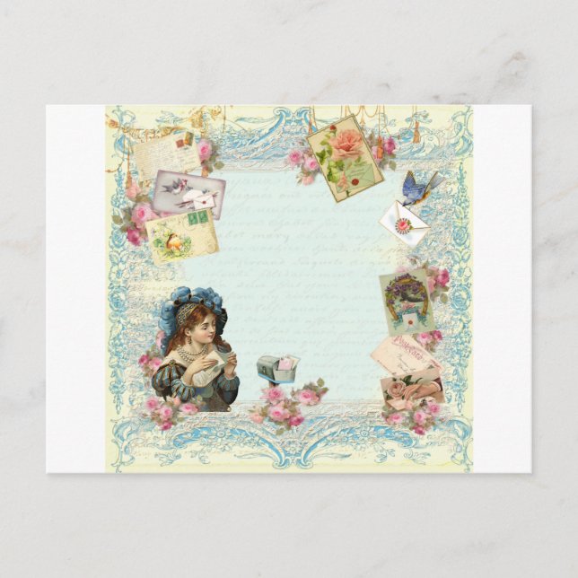 Postal Festiva Cartas de amor de Valentine Ephemera (Anverso)