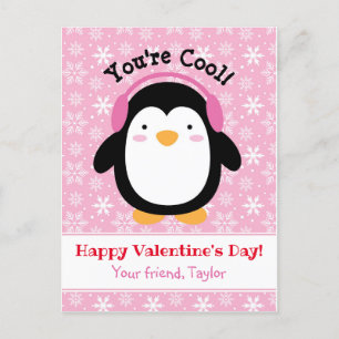 Postal Festiva Cartas de Día de San Valentín pingüino (niños) Chi