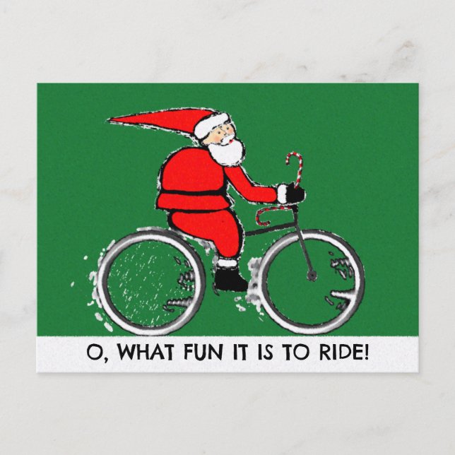 Postal Festiva Cartas de Navidades en bicicleta (Anverso)
