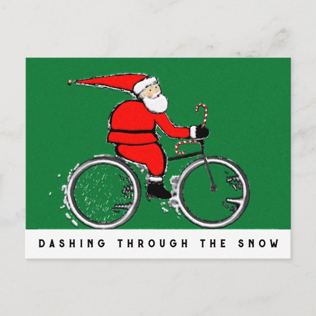 Postal Festiva Cartas de Navidades en bicicleta (Anverso)