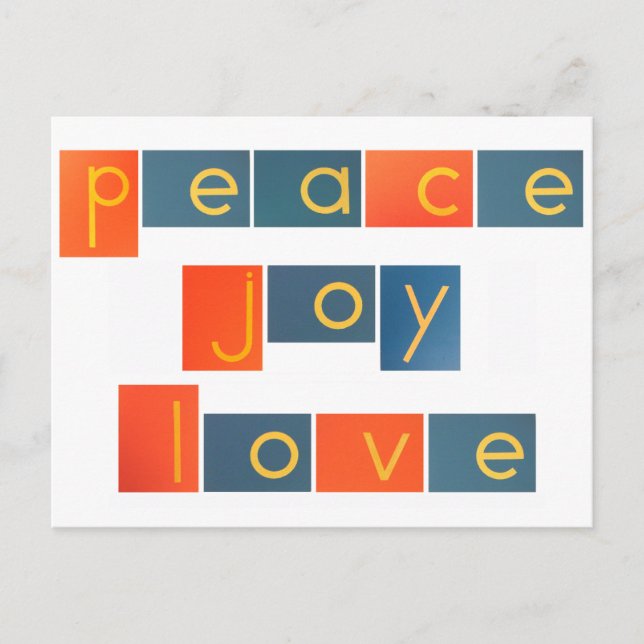Postal Festiva Cartas de papel de arena para PEACE JOY LOVE LOVE (Anverso)