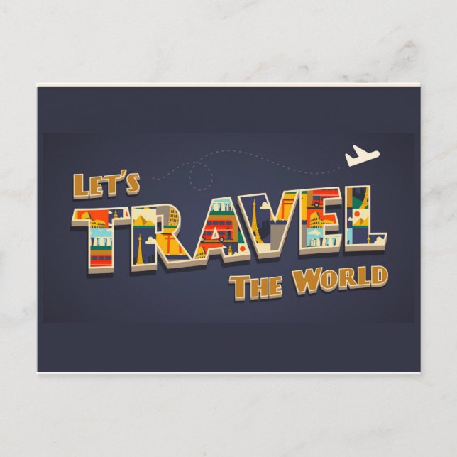 Postal Festiva Cartas de viaje coloridas (Anverso)