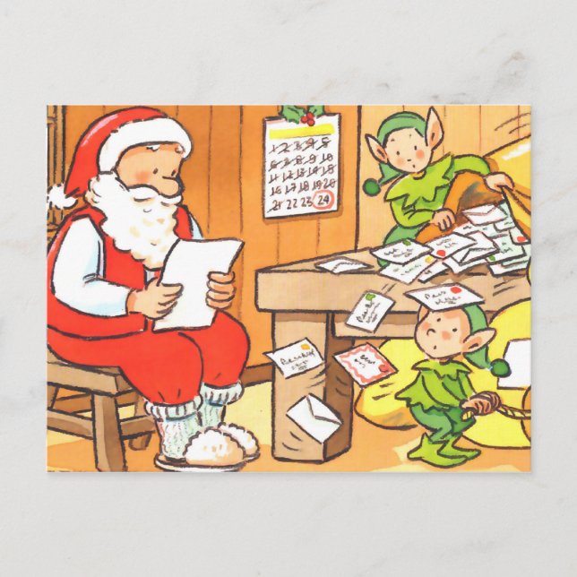 Postal Festiva Cartas para Santa (Anverso)