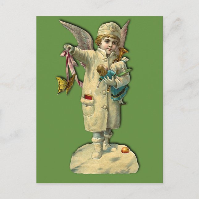 Postal Festiva Cartas y Pegatinas de feriado infantil de Ángel de (Anverso)