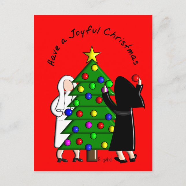 Postal Festiva Cartas y regalos de Navidades de arte de las mujer (Anverso)