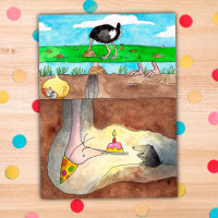 Cartel de cumpleaños feliz de avestruz de Nicole J