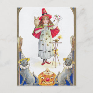 Postal Festiva Cartel de la fiesta de chica de Halloween