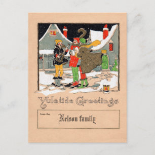 Postal Festiva Cartel de los Navidades deco yuletide caroleros