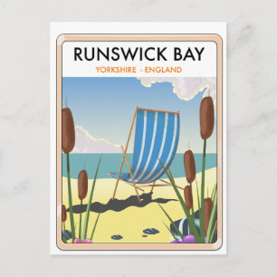Postal Festiva Cartel de viaje a Runswick Bay Yorkshire