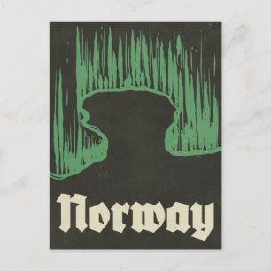 Postal Festiva Cartel de viaje de esquí a Noruega
