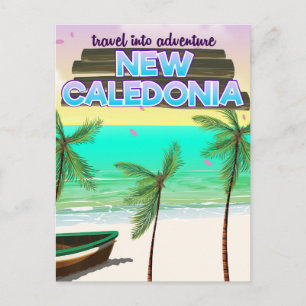 Postal Festiva Cartel de viaje de Nueva Caledonia "viaja hacia la