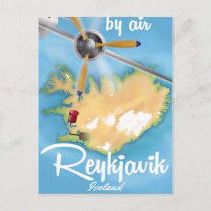Postal Festiva Cartel de viaje de vacaciones a Reikiavik, Islandi