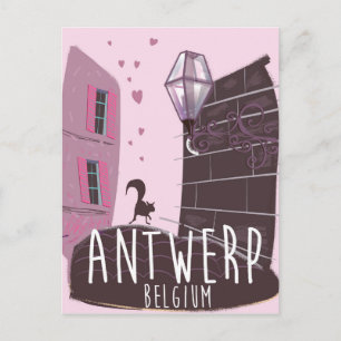 Postal Festiva Cartel de viaje de vacaciones de Amberes, Bélgica