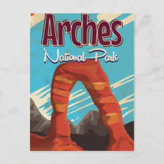 Postal Festiva Cartel vintage de vacaciones del Parque Nacional A