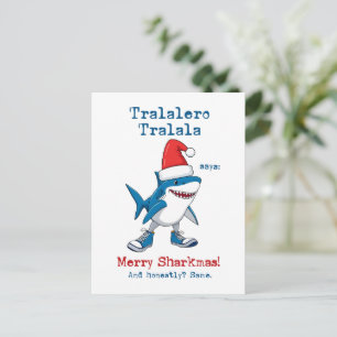 Postal Festiva Cartoon Tralalero Tralala Dice Feliz Sharkmas