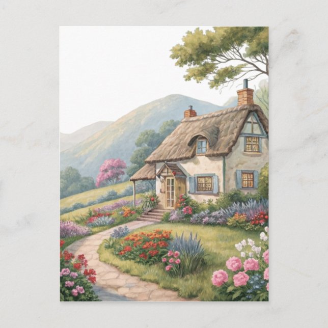 Postal Festiva Casa con jardín (Anverso)