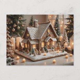 Postal Festiva Casa de jengibre bastante decorada
