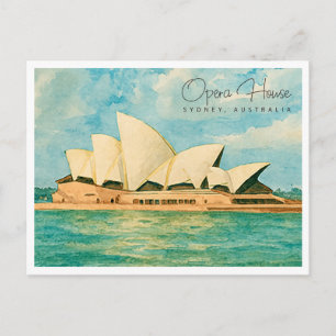 Postal Festiva Casa de la Ópera de Sydney Acuarela Viaje