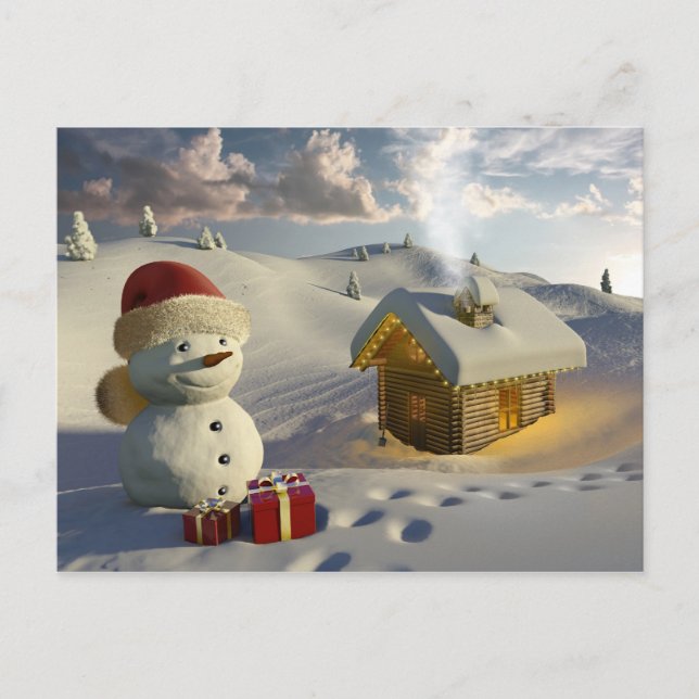 Postal Festiva Casa de registro en la nieve de los Navidades (Anverso)