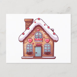 Postal Festiva Casa de vacaciones de los Navidades Cute Gingerbre
