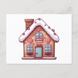 Postal Festiva Casa de vacaciones de los Navidades Cute Gingerbre