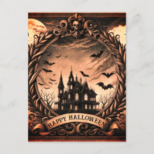 Postal Festiva Casa embrujada de Victoria Halloween Gótico
