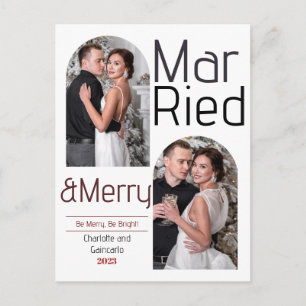Postal Festiva Casados y alegres Navidades recién casados Foto