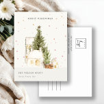 Postal Festiva Casas de Árbol de Nieve Blanca Logo Saludos de Nav<br><div class="desc">Si necesitas más personalización,  por favor,  no dudes en enviarme un mensaje a yellowfebstudio@gmail.com.</div>