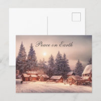 Casas de bosques de invierno, paz en la Tierra