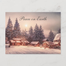 Postal Festiva Casas de bosques de invierno, paz en la Tierra