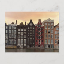 Casas del Canal de Ámsterdam al Atardecer